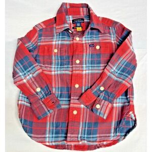 Ralph Lauren Plaid Button Down Size 3‎ 3T Long Sleeve Shirt Preppy Academia